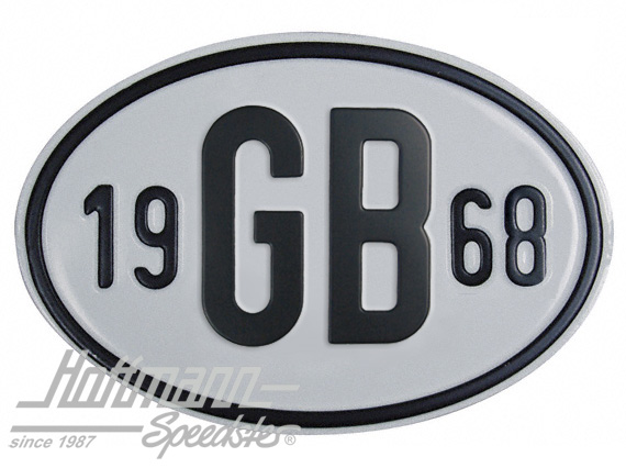 Placa de nacionalidad "GB" (Gran Bretaña), "1968", aluminio |  | 020-2404-68