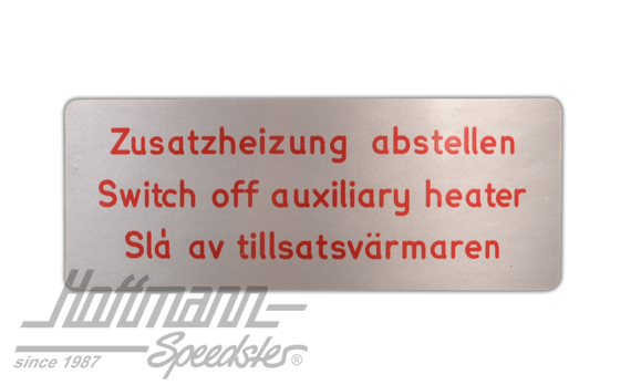 Pegatina "Switch off auxiliary heater" | 111 261 995 | 021-0199