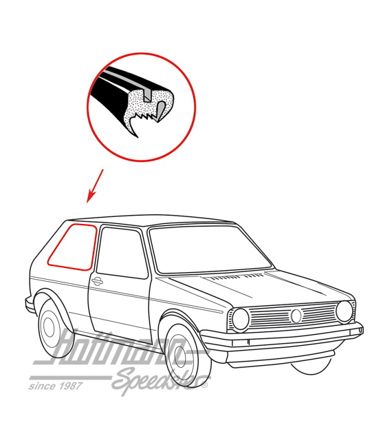 Junta de ventanilla lateral, Golf 1, trasero, dcho. | 171 845 322 | 180-7072