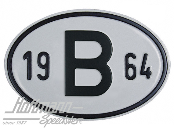 Placa de nacionalidad "B" (Bélgica), "1964", aluminio |  | 020-2397-64