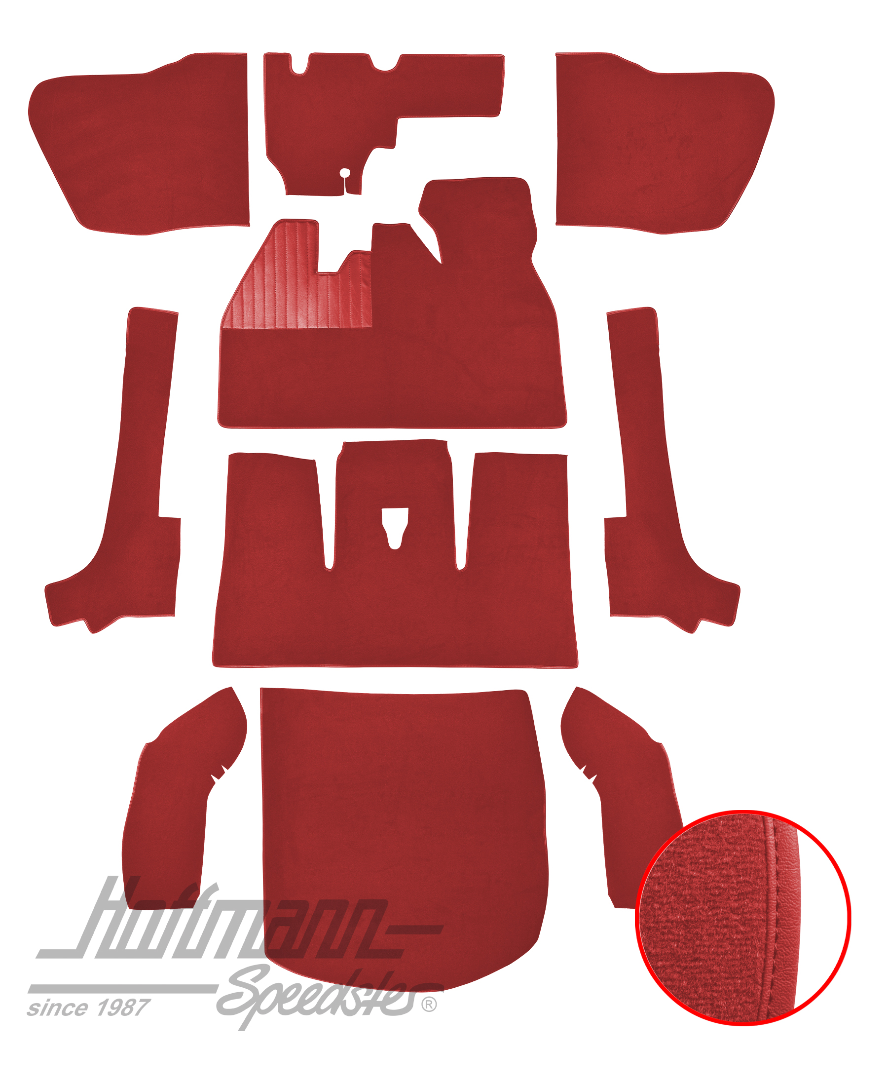 Juego de alfombrillas, Escarabajo Cabriolet, 8.66-7.70, rojo claro |  | 026-5927