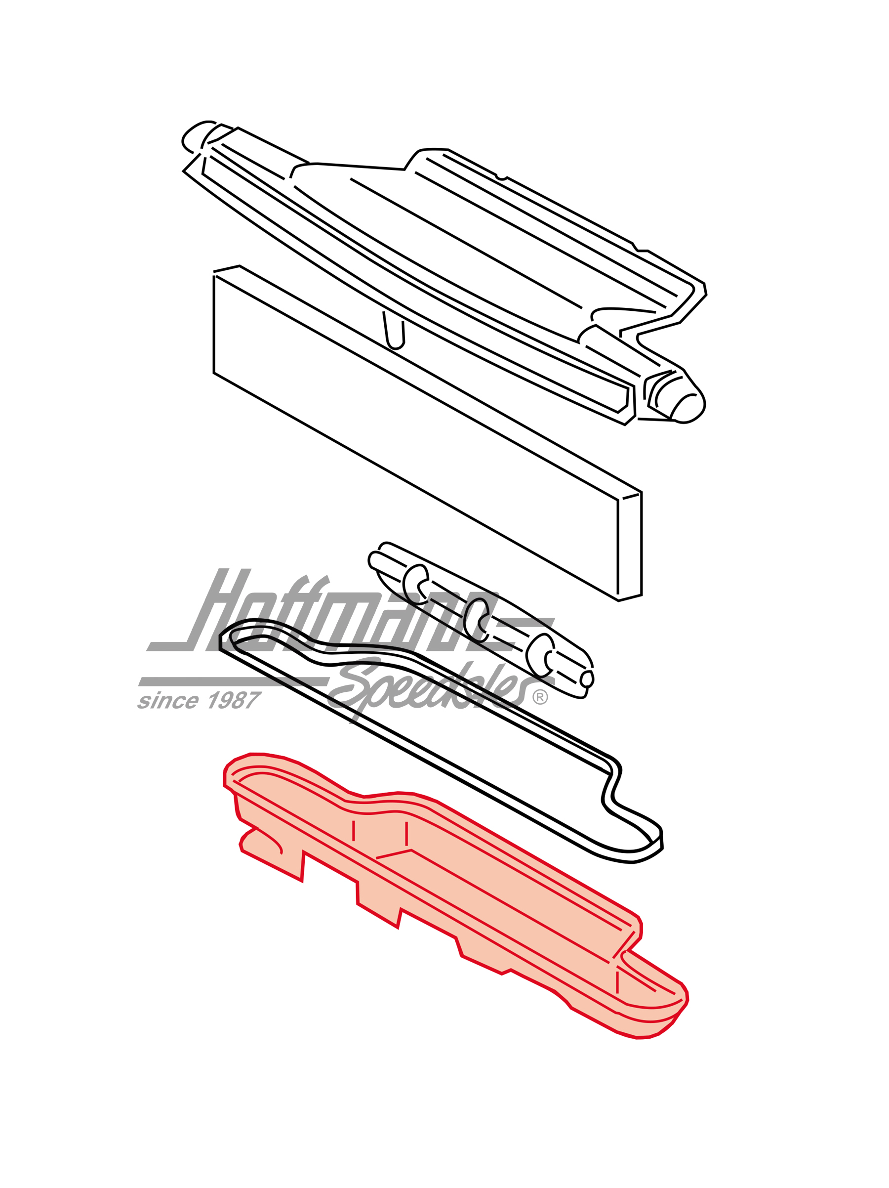 Cubeta colectora d'aqua, caja del ventilador, al frente                                             