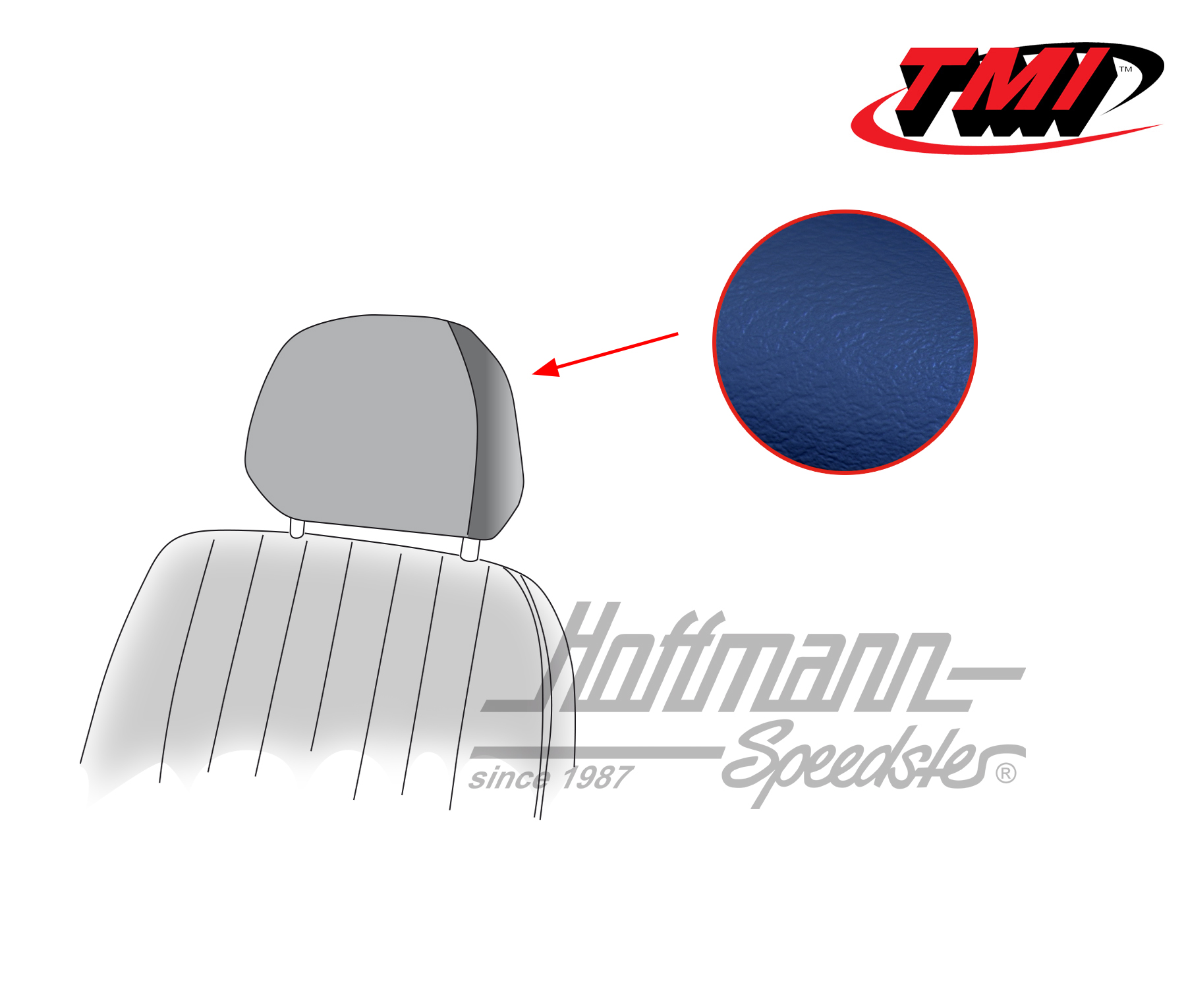 Fundas de reposacabezas, Karmann Ghia, 68-74, azul | 43-1530-18 | 066-0079-20