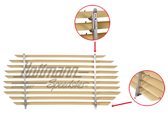 Celosía lune trasera, aluminio, beige, Karmann Ghia | 0348-140 | 060-7020