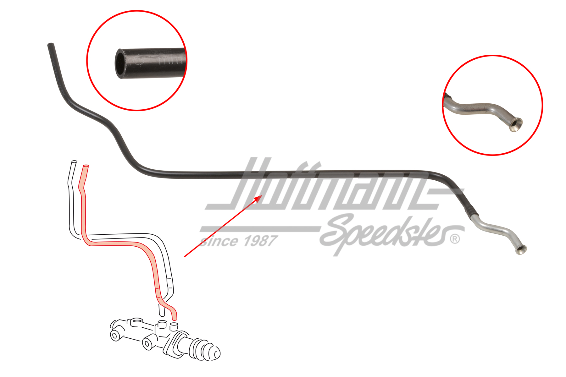 Conducto, cilindro principal de freno / tanque, 911, posterior | PCG 355 063 00 | 522-1073-14