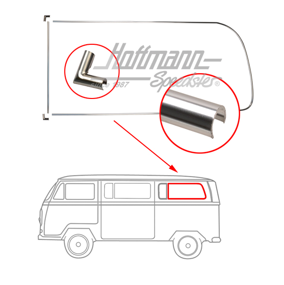 Marco decorativo de aluminio, ventanilla lateral, posterior, dividido, izquierda | 241 853 347 | 097-1280-21