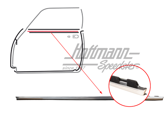 Junta de ranura de puerta, cromada, Cabriolet, 71-74 | 141 837 471 | 060-0460