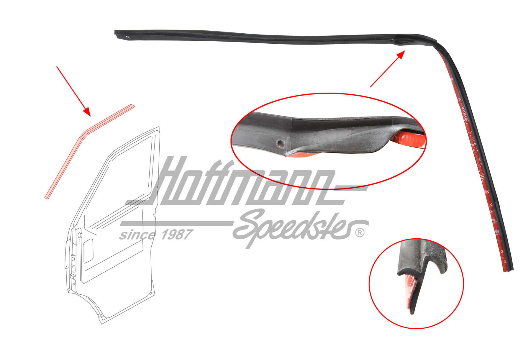 Junta de puerta, superior, 11.94-6.03, derecha | 7D0 837 762 | 408-1410-12