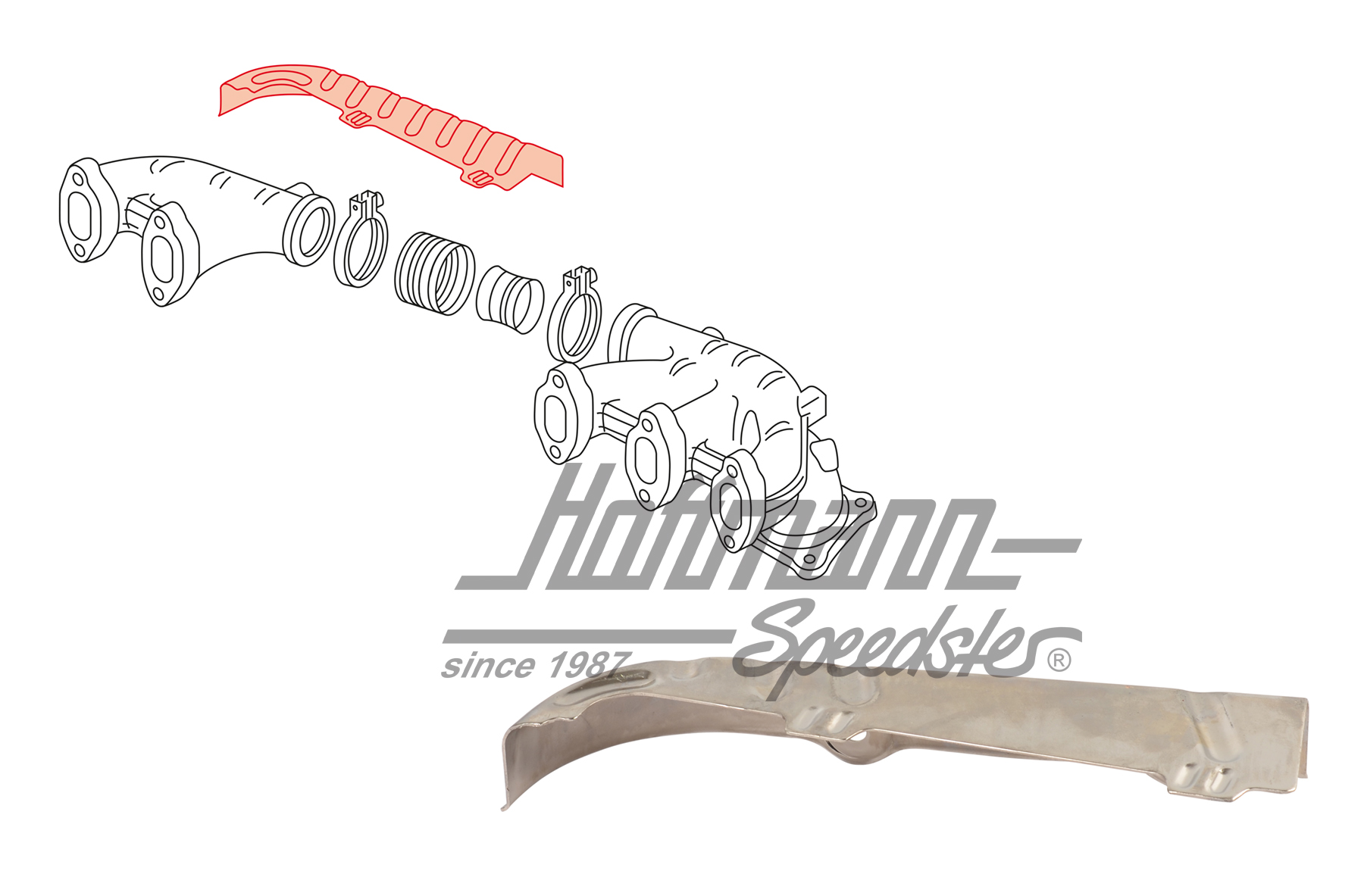 Chapa deflectora de calor, colector de escape
, 2.5, superior | 023 253 043 C | 402-0004-01