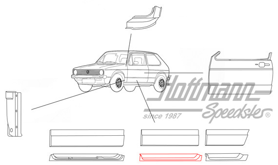 Parte interior de la puerta, inferior, 4-puertas, delantera izqda.                                  
