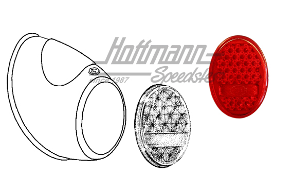 Tulipa piloto trasero, oval, 10.52-7.55, reproducción                                               