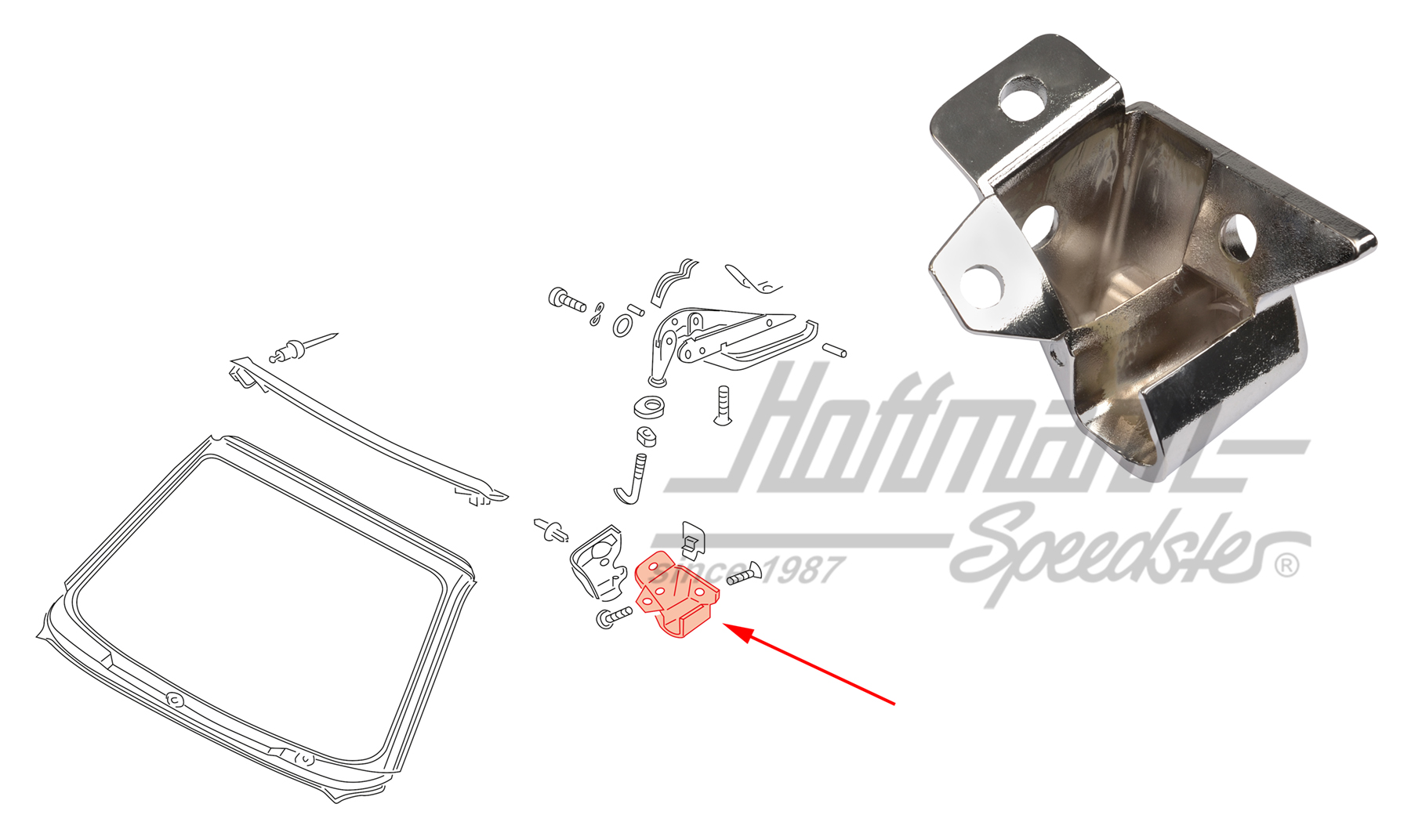 Cierre de capota, inferior, izqda., cromado | 155 871 385 B | 180-4416-01