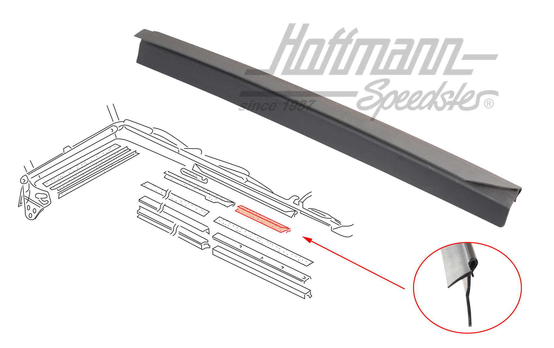 Junta, bastidor del techo, anterior, derecha | 155 871 374 B | 180-4045-02