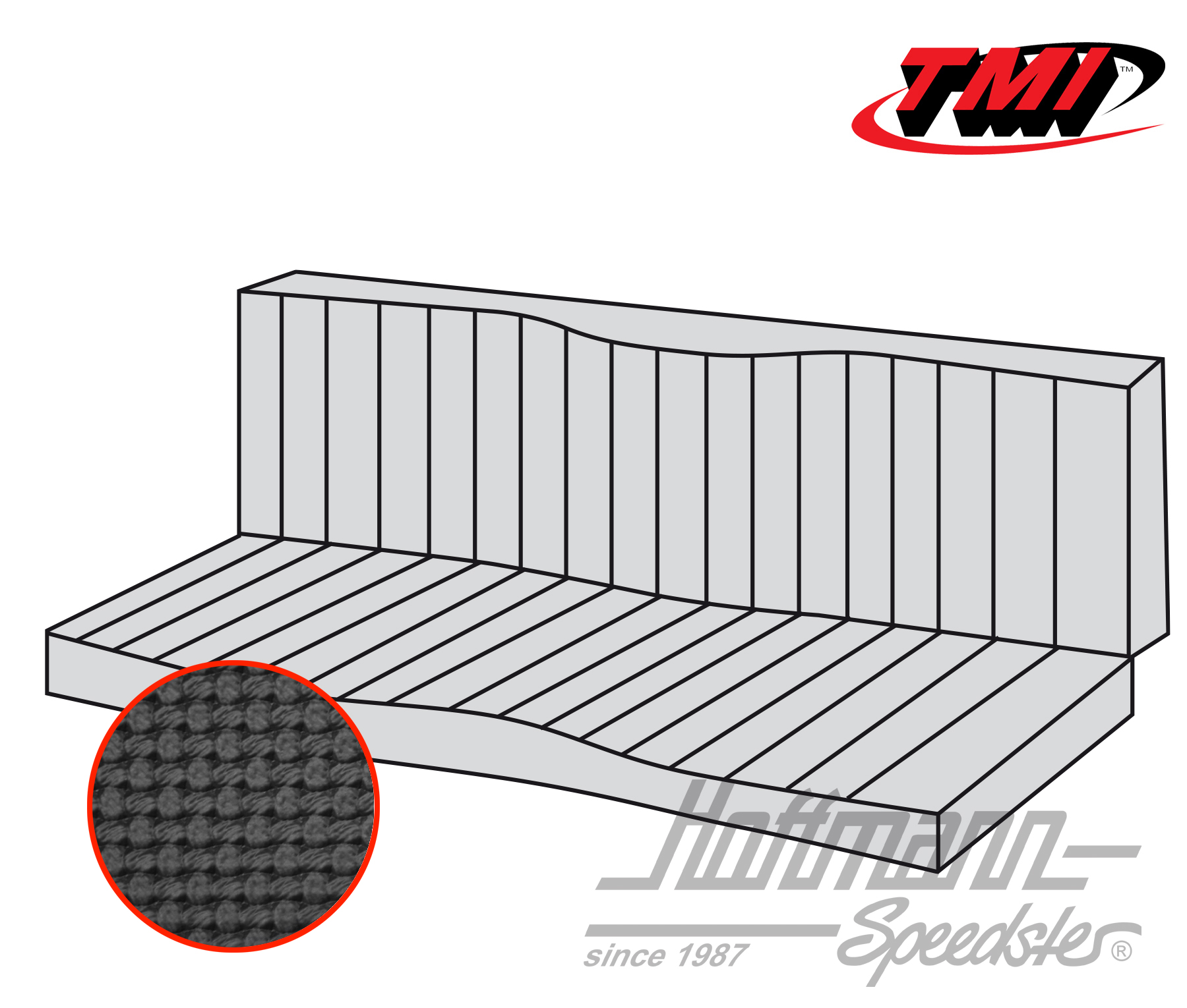 Funda de banco de asiento, Karmann Ghia Cabriolet, 55-71, negra | 43-1611-01 | 066-0084-40