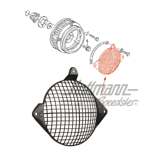Rejilla de protección, carcasa ventilador, 1.7-2.0 | 021 119 207 | 092-0033