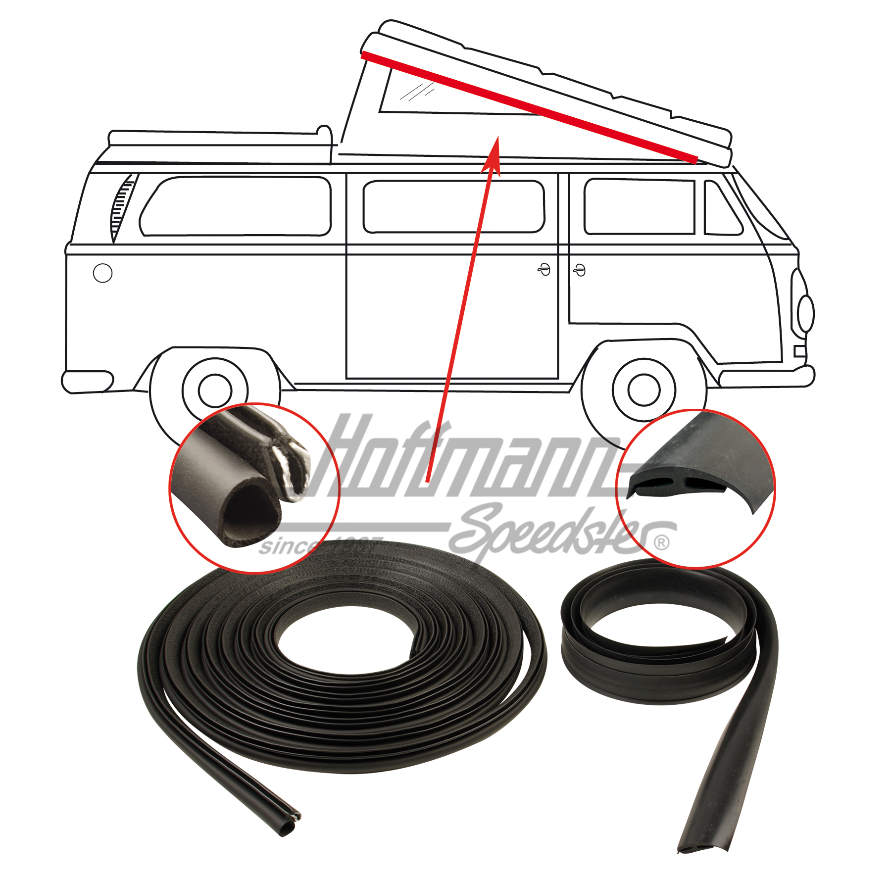 Junta, techo grande, delantero, 67-73 | 231 070 710 | 090-6078-10