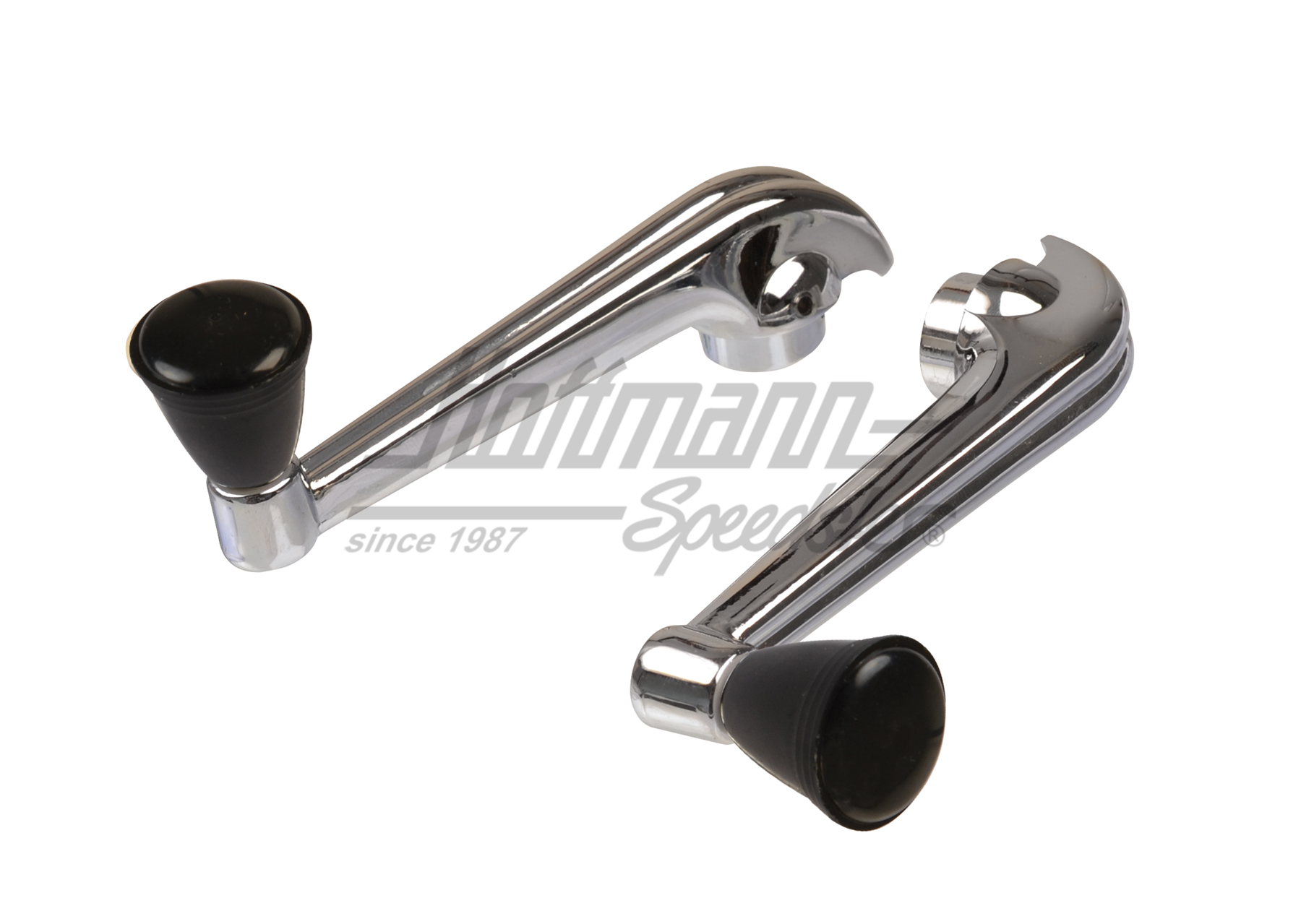 Manivela alzacristales, cromada / negra, forma antigua                                              