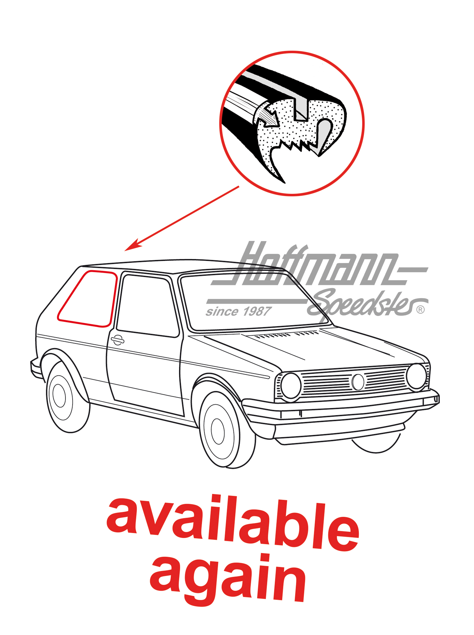 Junta, ventanilla lateral, Golf 1, trasero, derecho | 171 845 322 A | 180-7142