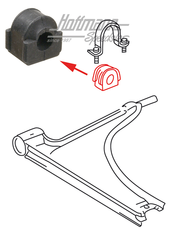 Cojinete de goma, estabilizador, anterior, exterior, 74-92                                          