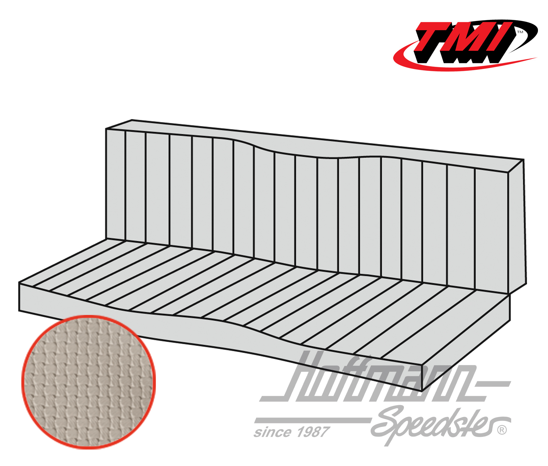 Funda de banco de asiento, Karmann Ghia Coupé, -71, blanco antiguo | 43-1511-05 | 066-0082-50