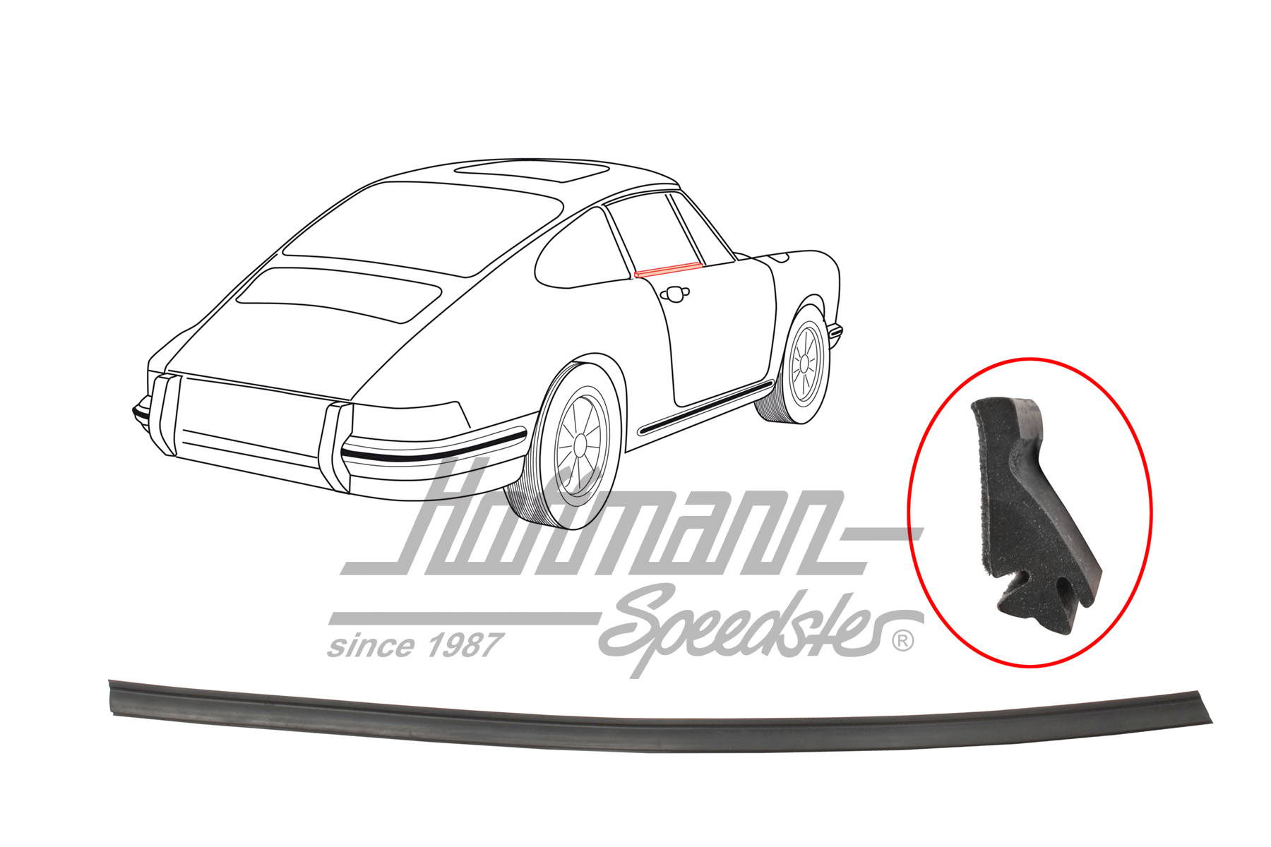 Junta, cristal de puerta, 911 Coupé, derecha                                                        