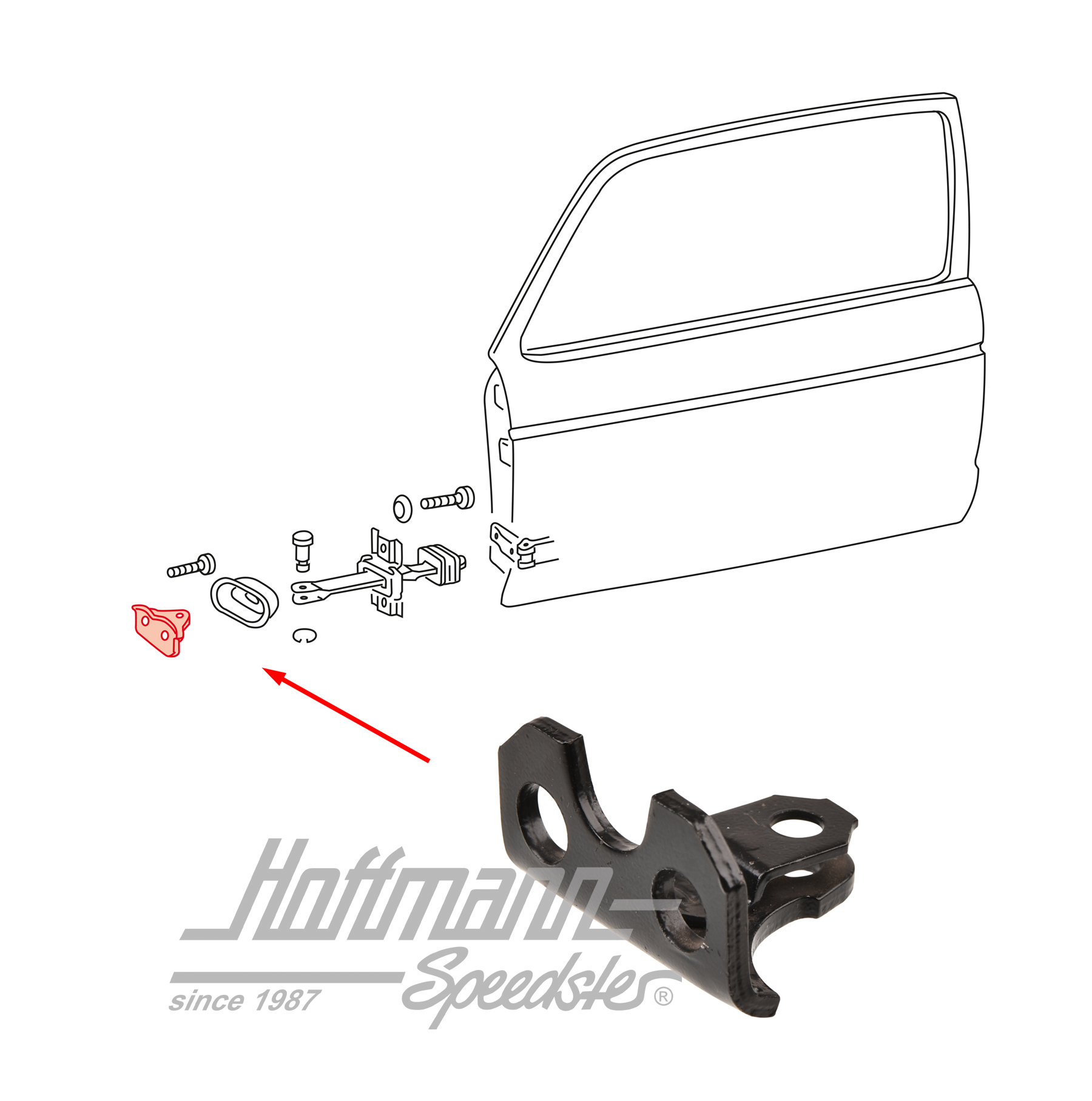 Soporte, tope de puerta, pilar A, 74-78/-93 | 171 831 381 A | 180-1060-20