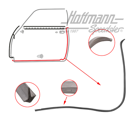 Junta de puerta, Karmann Ghia, izqda., Calidad Superior | 141 831 731 C | 060-0011