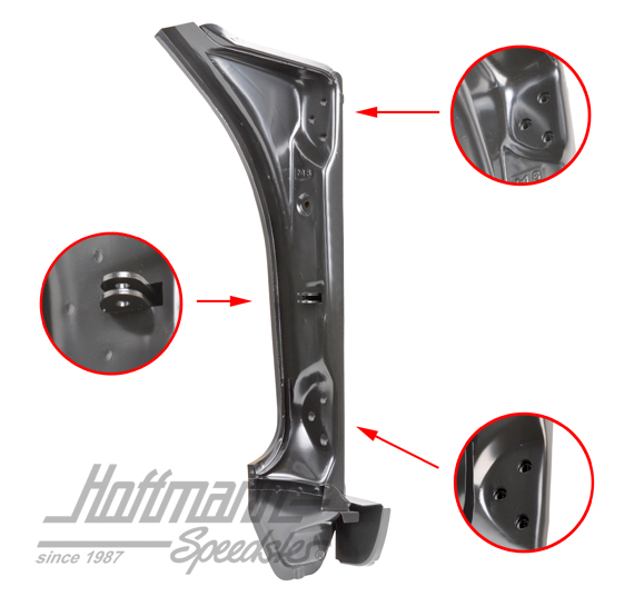 Chapa de montante de puerta, 69-73, anterior, derecha | 911 501 040 00 | 590-0058-22