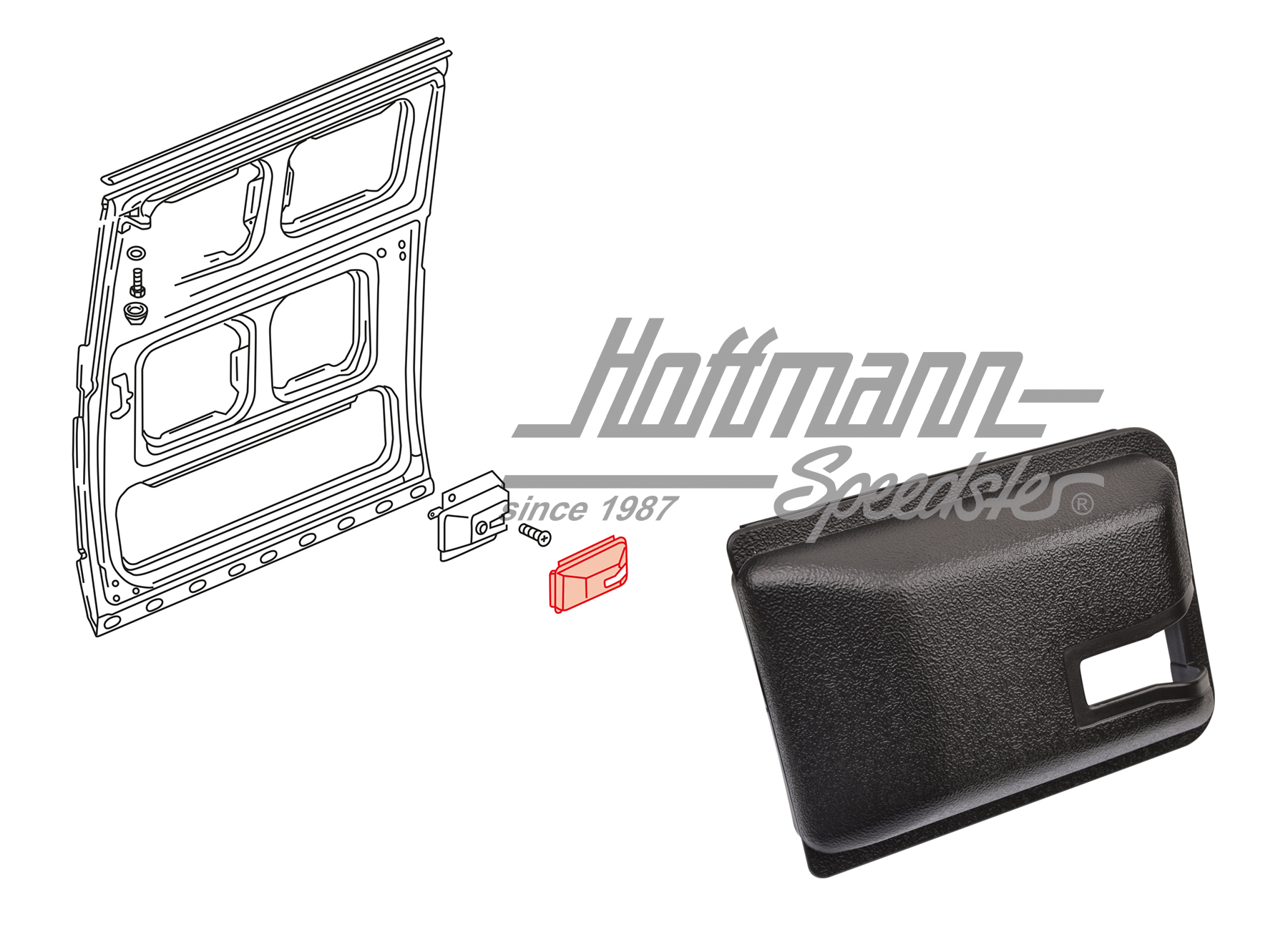 Cobertura, cerradura, puerta corredera, Furgoneta T3 | 255 843 698 A 01C | 360-4014-52