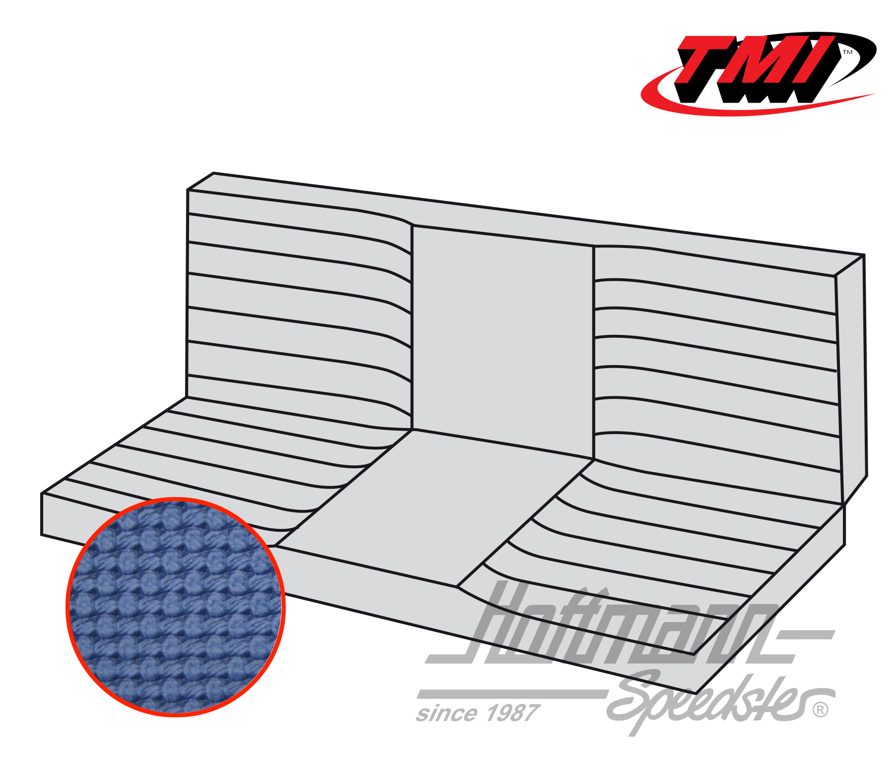 Funda de banco de asiento, Karmann Ghia Cabriolet, 71-74, azul | 43-1612-08 | 066-0085-20