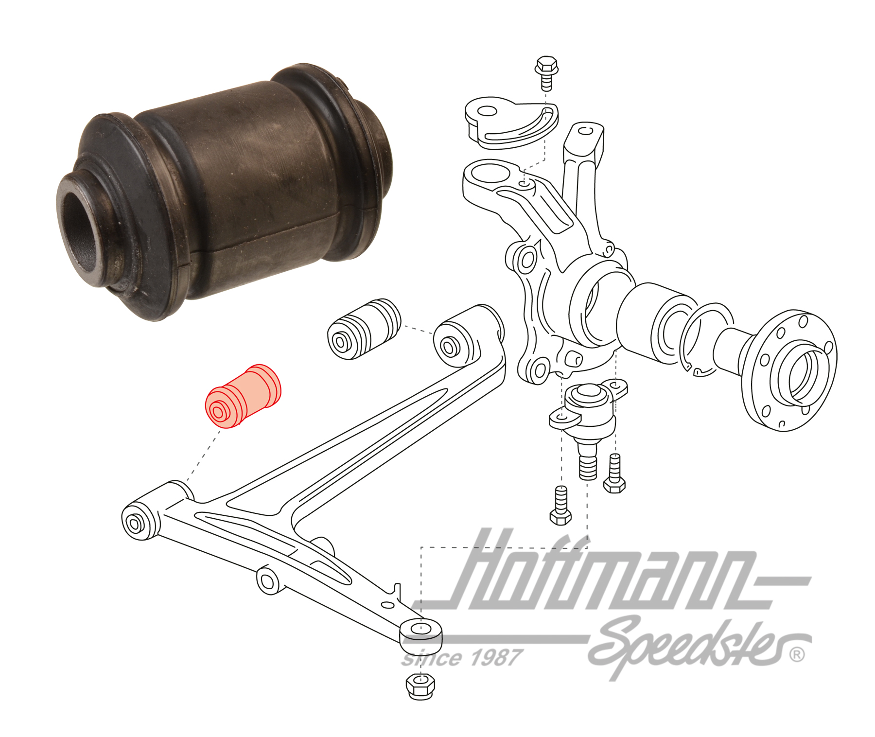 Cojinete de goma, antrior, triángulo inferior, 90-95 | 701 407 183 | 404-0540