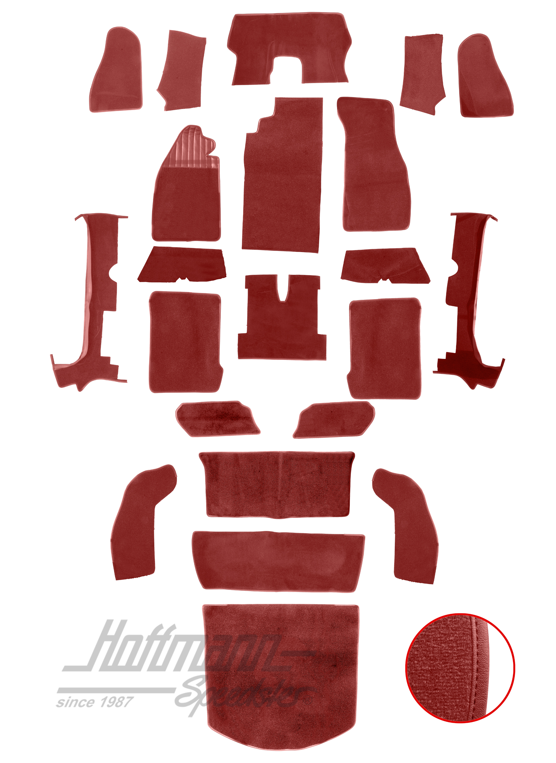 Juego de alfombrillas, Escarabajo Cabriolet, 1303, rojo claro |  | 026-6127