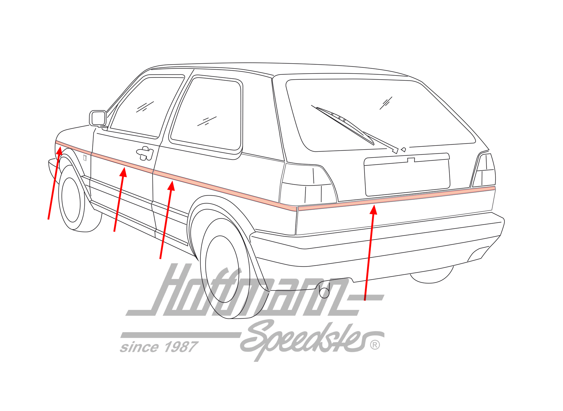 Molduras decorativas, centro, Golf 2, 2 puertas | 191 806 088 | 208-6940-10