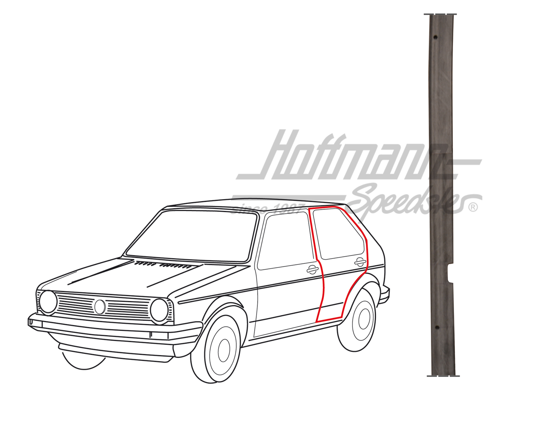 Junta de puerta, Golf 1, 4-puertas, posterior, izquierda | 173 839 911 E | 180-7023-01