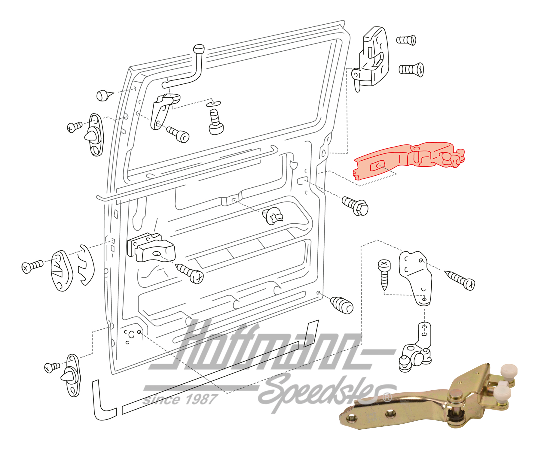Guía de rodillos, puerta corredera, posterior, dcha.                                                