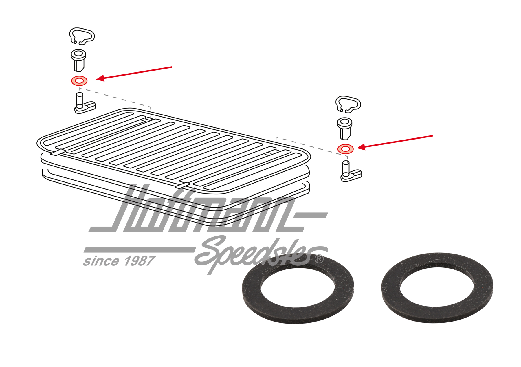Juntas anulares, pestillo, tapa del compartimento del motor | 311 813 299 | 350-0212-10