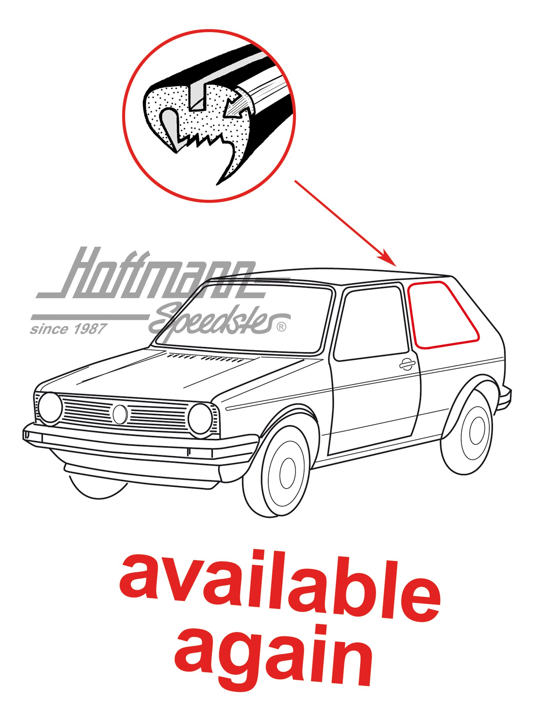 Junta, ventanilla lateral, Golf 1, trasero, izquierdo | 171 845 321 A | 180-7141