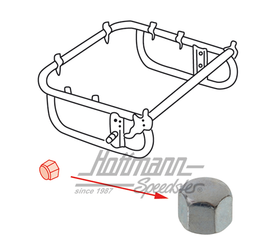 Tuerca sombrerete (M6), soporte de asiento, abajo, -68                                              