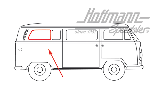 Junta de ventanilla lateral, dividida, trasera, con ranura | 221 845 343 A | 090-6113-10