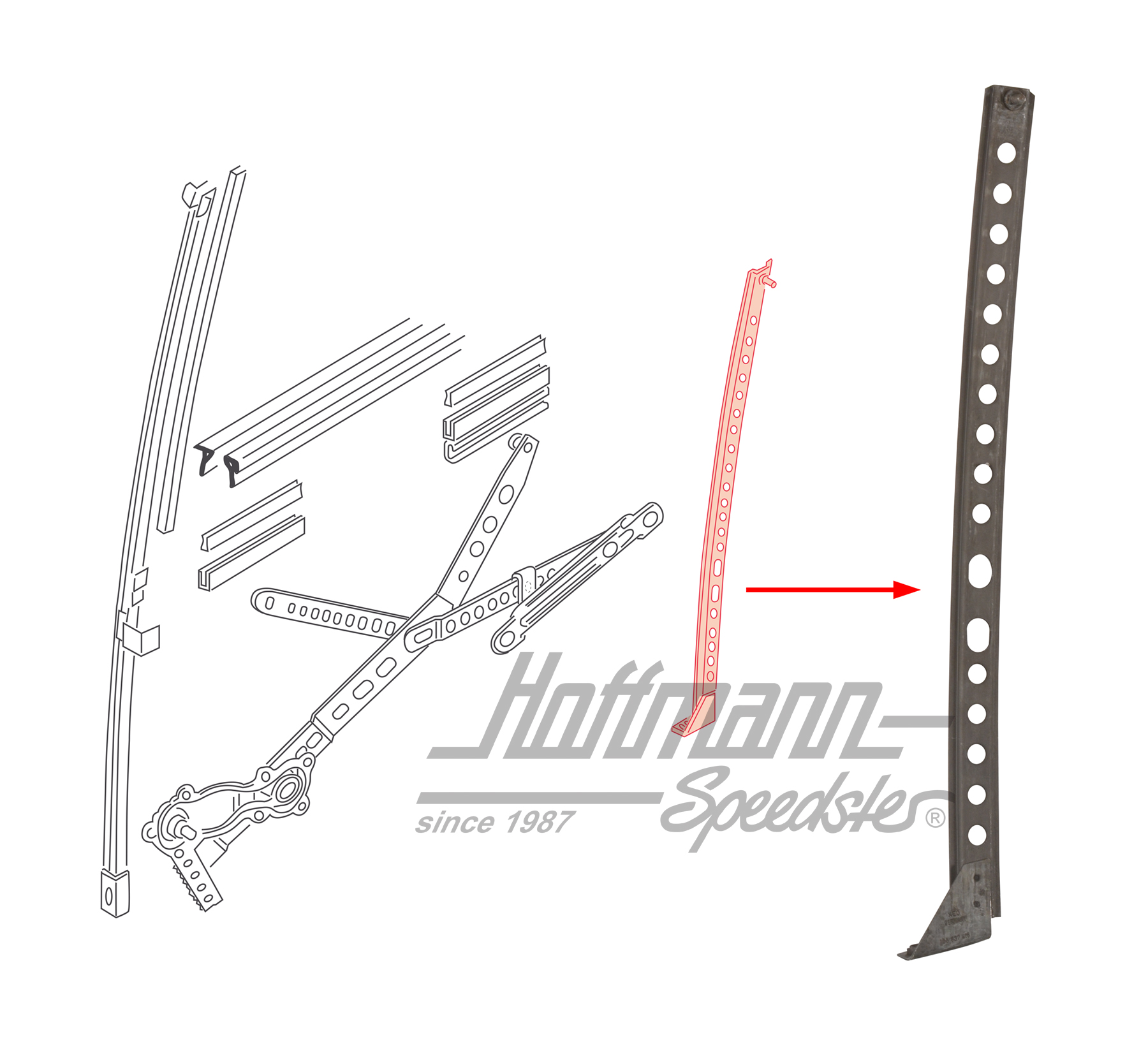 Riel de guía, elevalunas, posterior, derecha
 | 155 837 416 | 180-1254-12