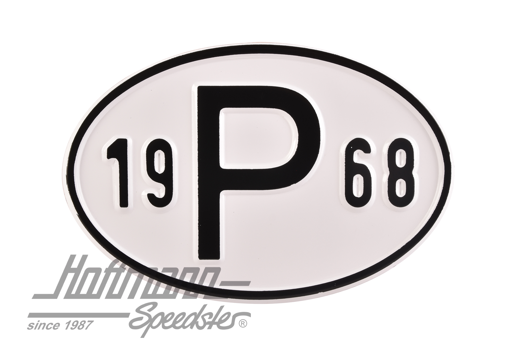 Placa de nacionalidad "P" (Portugal), "1968", aluminio                                              