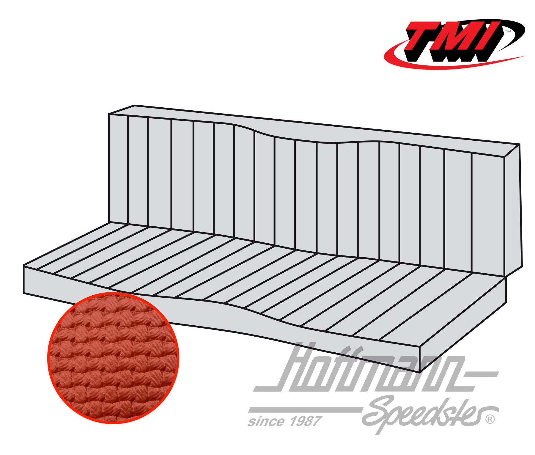 Funda de banco de asiento , Karmann Ghia Cabriolet, 55-71, rojo | 43-1611-07 | 066-0084-10