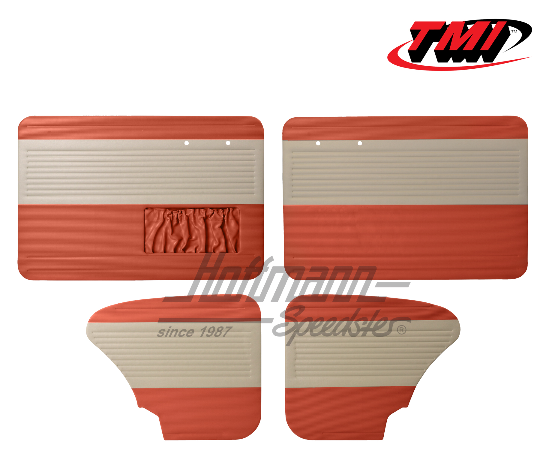 Paneles de puerta y de laterales, Escarabajo Sedán, 64-66, blanco antiguo / rojo ladrillo | 19-1123-23-15 | 055-7514-07