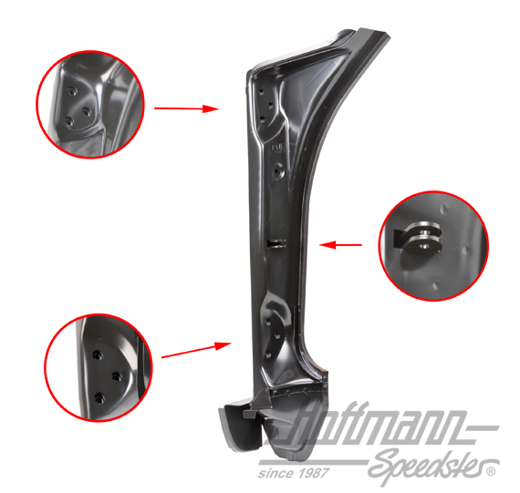 Chapa de montante de puerta, 69-73, anterior, izquierda | 911 501 039 00 | 590-0058-21