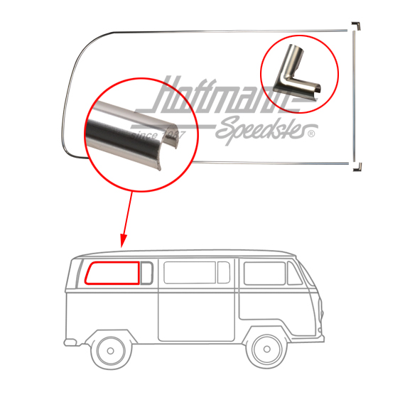Marco decorativo de aluminio, ventanilla lateral, posterior, dividida, derecha | 241 853 348 | 097-1280-22