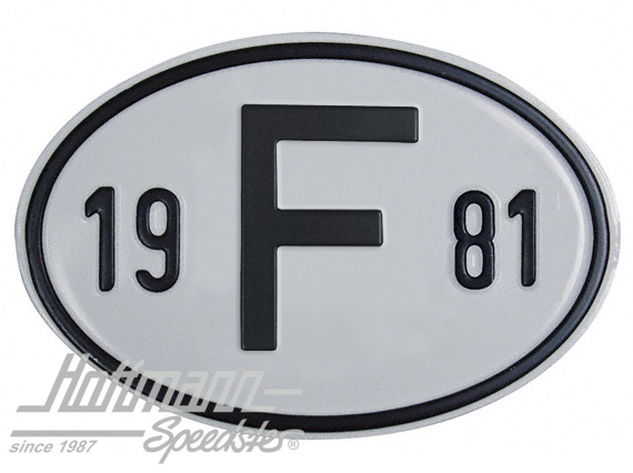 Placa de nacionalidad "F" (Francia), "1981", aluminio |  | 020-2399-81