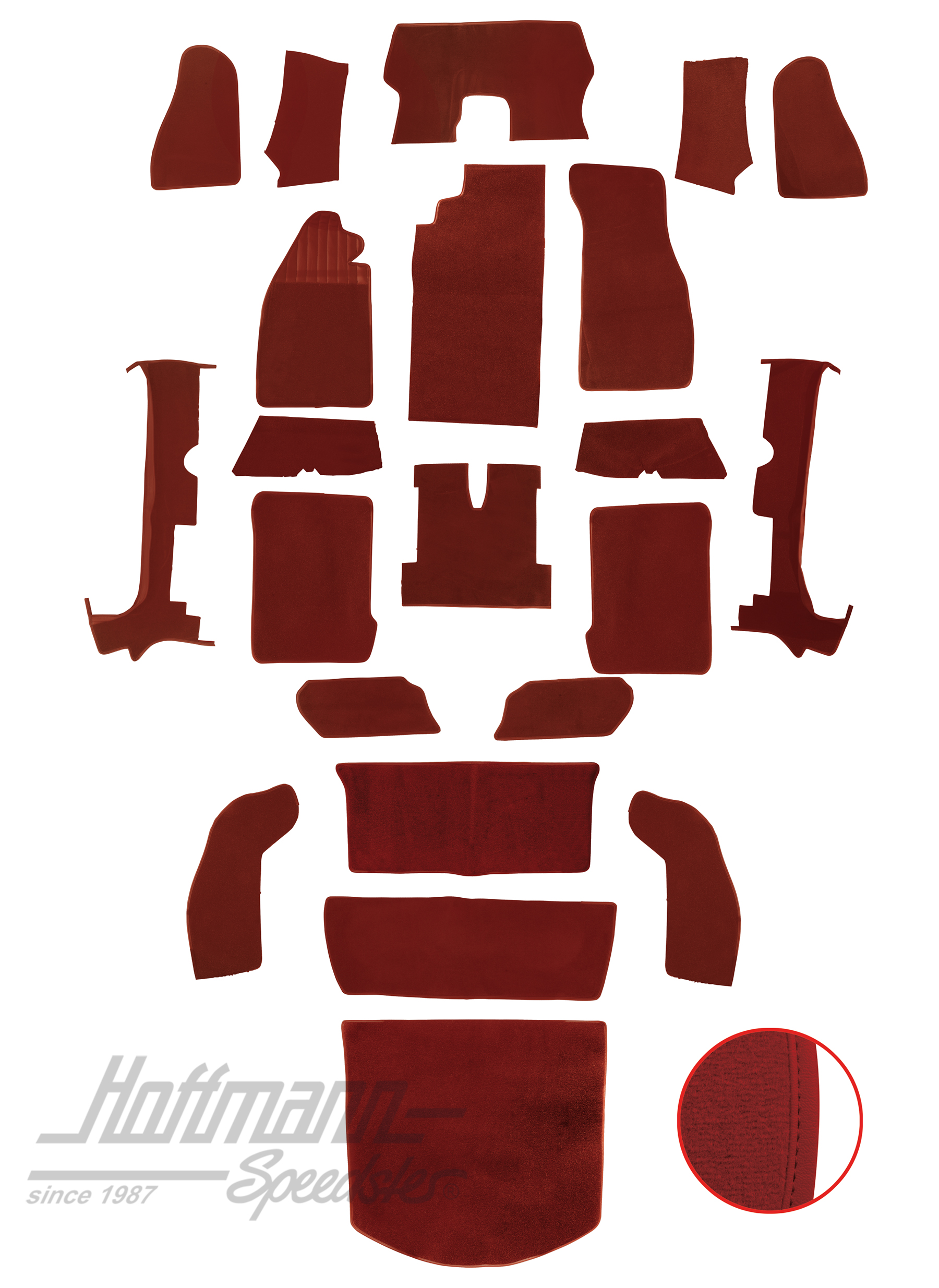 Juego de alfombrillas, Escarabajo Cabriolet, 1303, rojo |  | 026-6126