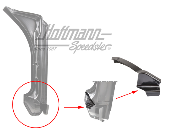 Esquina de chapa
, montante de puerta, inferior, posterior, derecha | DAN 911 501 040 00 | 590-0060-62