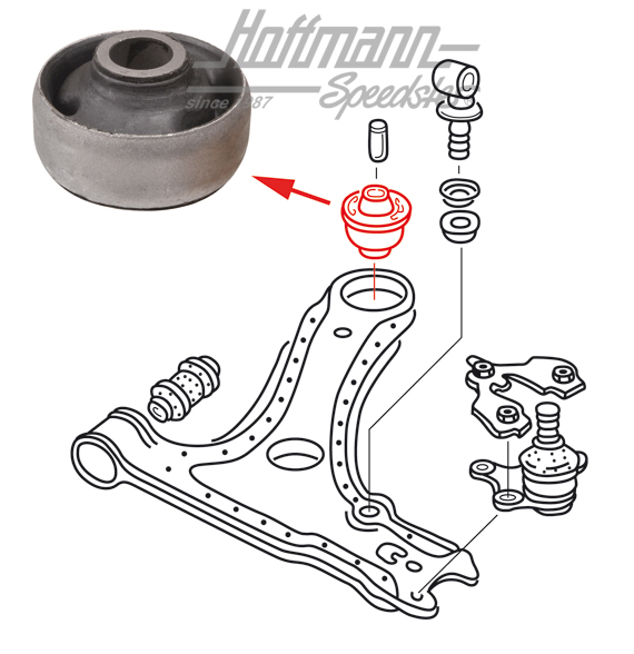 Cojinete de goma, brazo transversal, posterior, Golf 2                                              