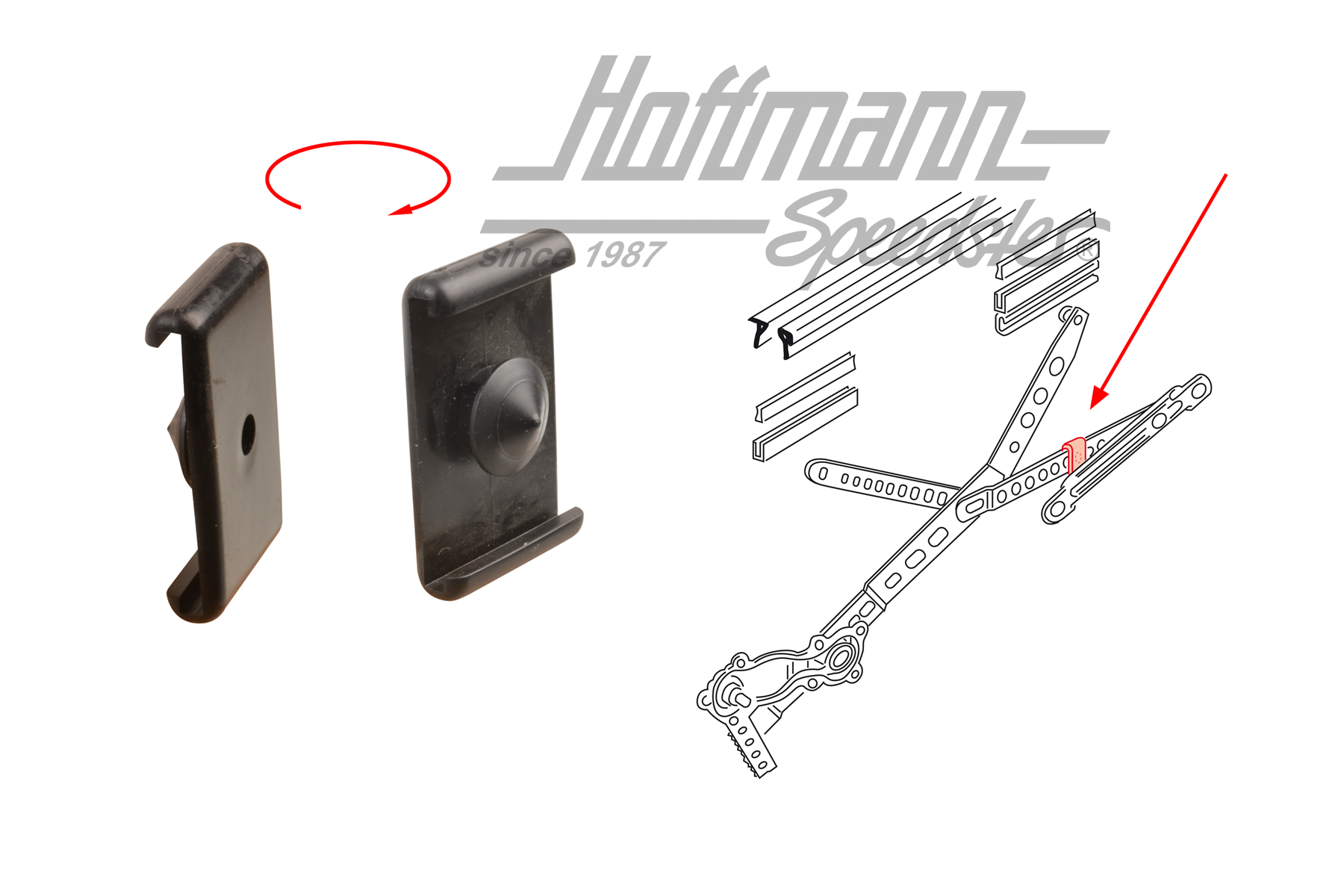 Pieza deslizante, elevalunas, 
Golf 1 Cabriolet | 155 837 437 | 180-1255